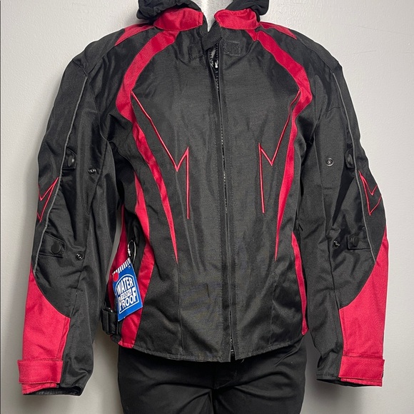 cordura Jackets & Blazers - Black and Red  Women’s Cordura Biker Armor Waterproof Jacket